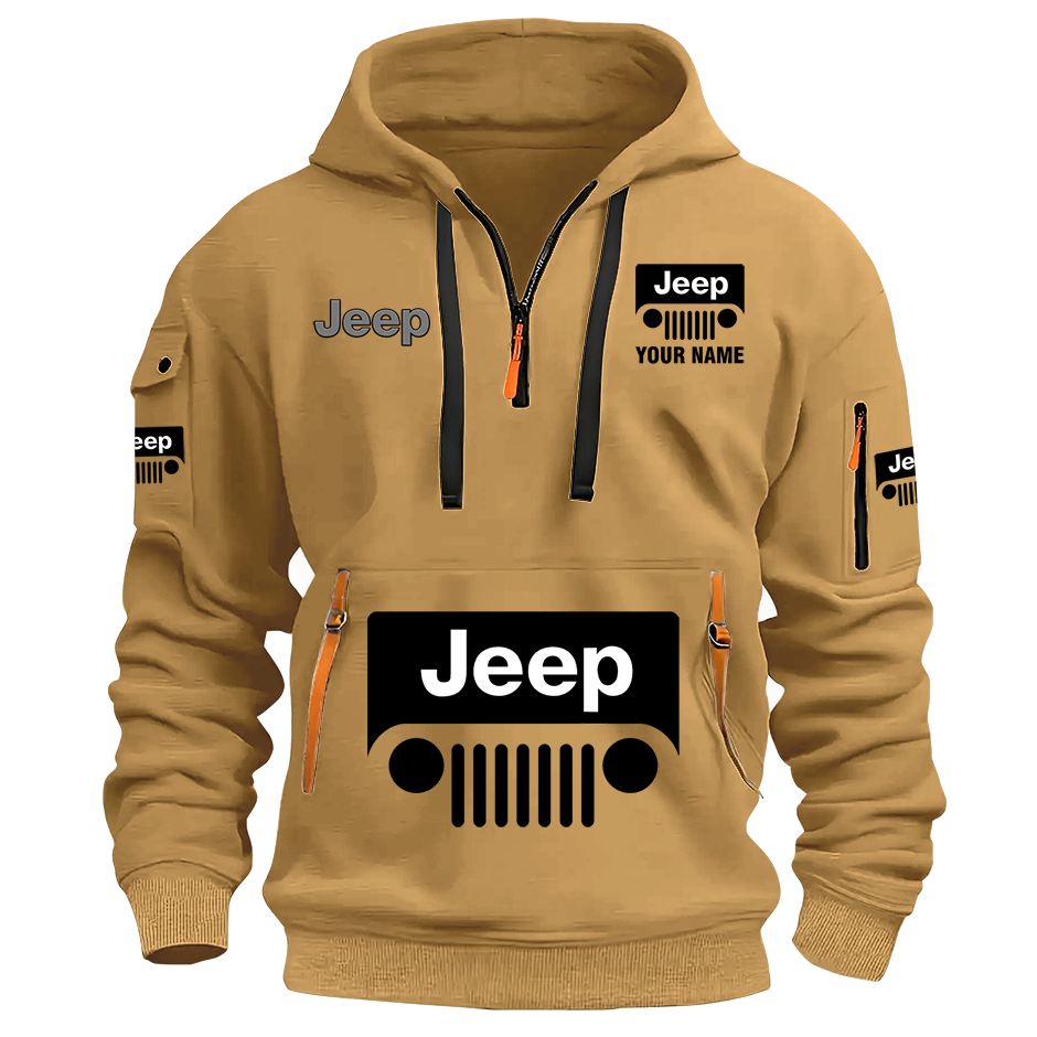 Personalized Jeep Grill Quarter Zip Hoodie