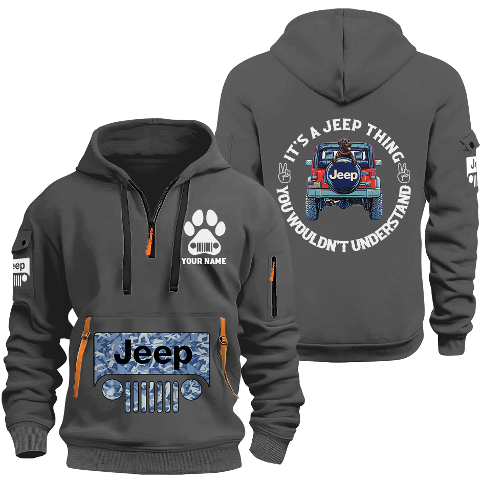 Personalized Jeep Dog Thing Quarter Zip Hoodie