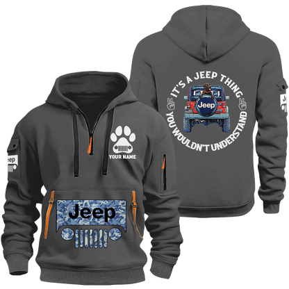 Personalized Jeep Dog Thing Quarter Zip Hoodie