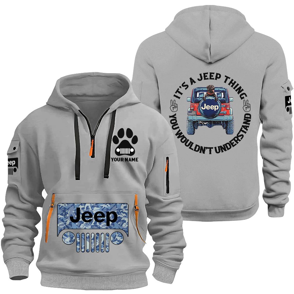 Personalized Jeep Dog Thing Quarter Zip Hoodie