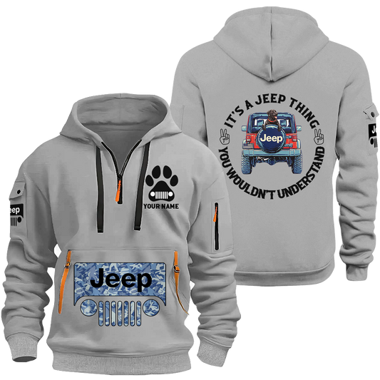 Personalized Jeep Dog Thing Quarter Zip Hoodie