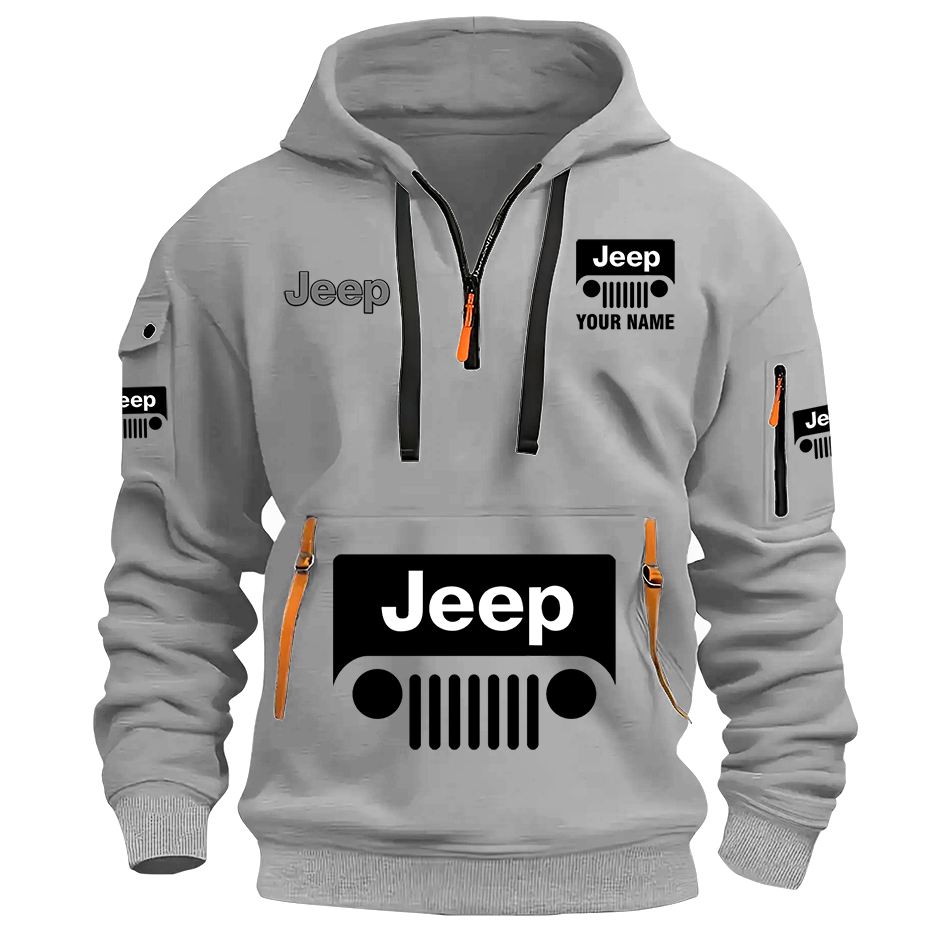 Personalized Jeep Grill Quarter Zip Hoodie