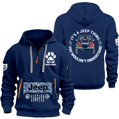 Personalized Jeep Dog Thing Quarter Zip Hoodie