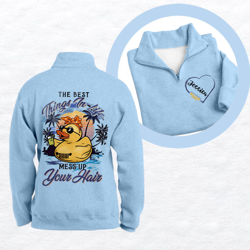 Personalized Jeep The Best Things In Life Quarter Zip Sweatshirt