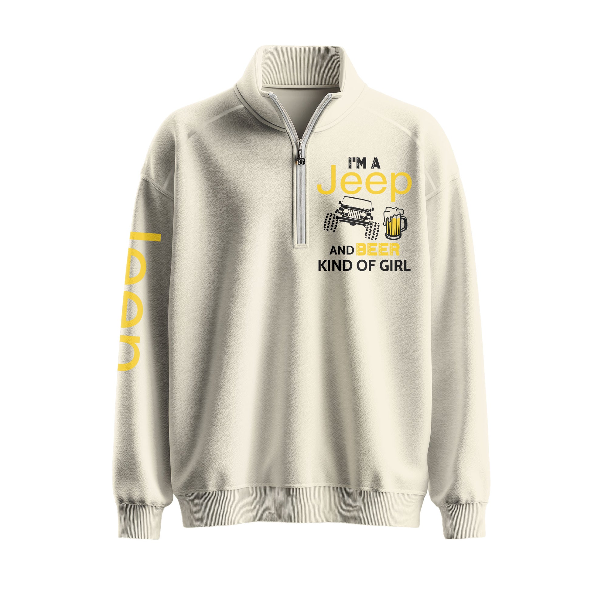 Jeep And Coffee Kind Of Girl Quarter Zip Sweater Supler Store