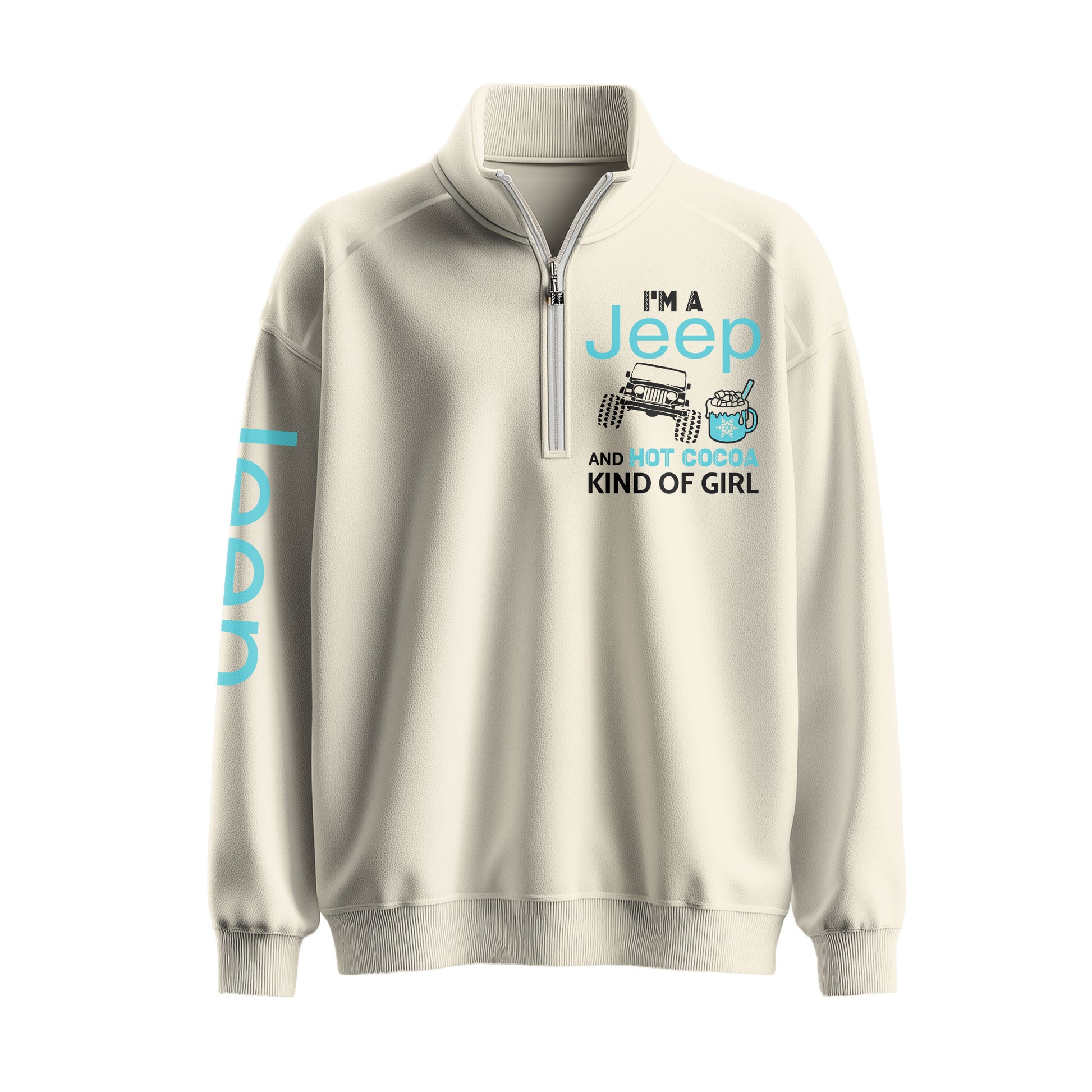 Jeep And Coffee Kind Of Girl Quarter Zip Sweater Supler Store