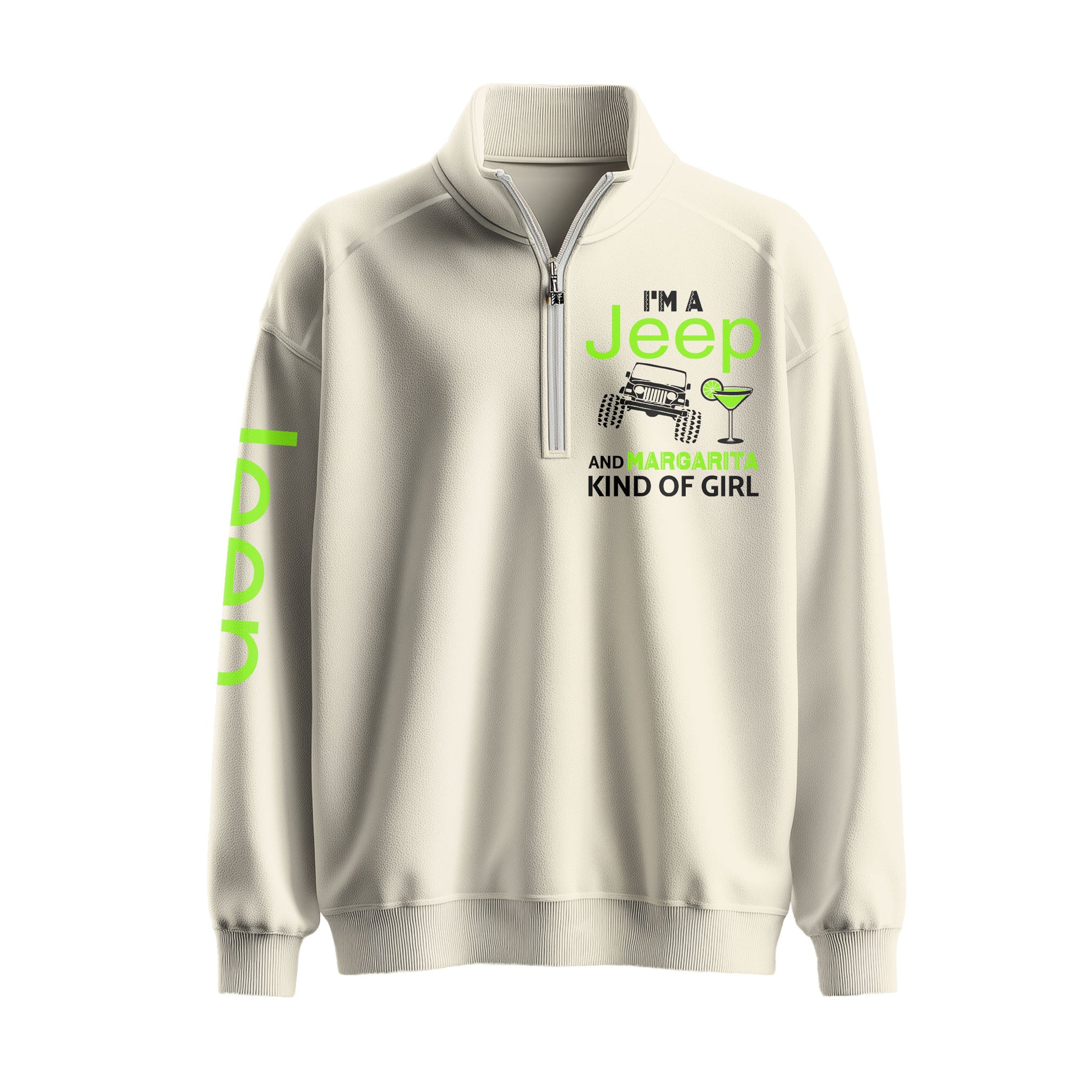Jeep And Coffee Kind Of Girl Quarter Zip Sweater Supler Store