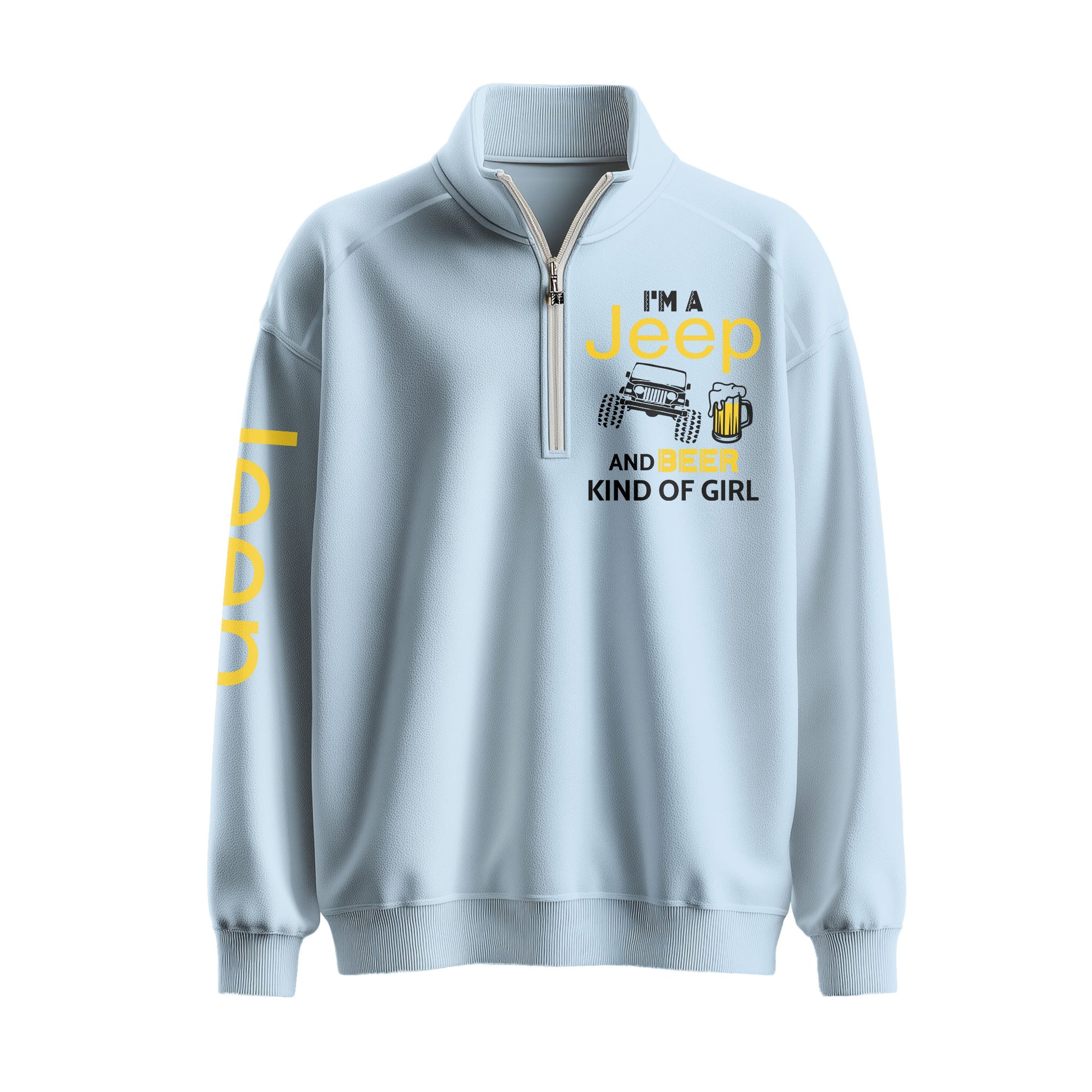 Jeep And Coffee Kind Of Girl Quarter Zip Sweater Supler Store