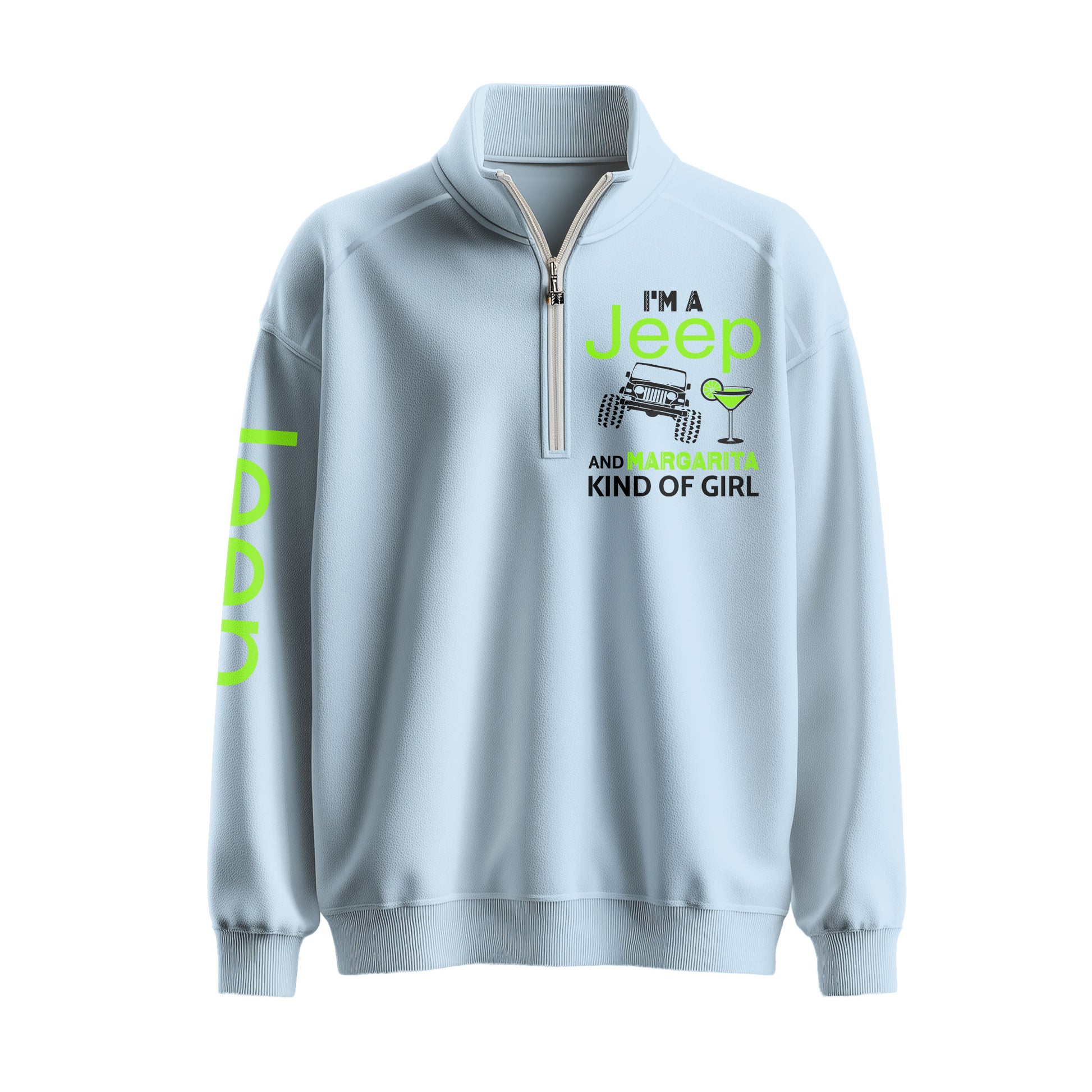 Jeep And Coffee Kind Of Girl Quarter Zip Sweater Supler Store