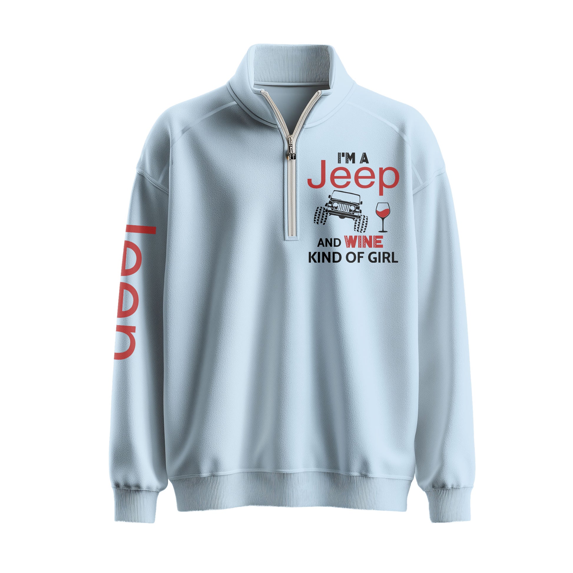 Jeep And Coffee Kind Of Girl Quarter Zip Sweater Supler Store