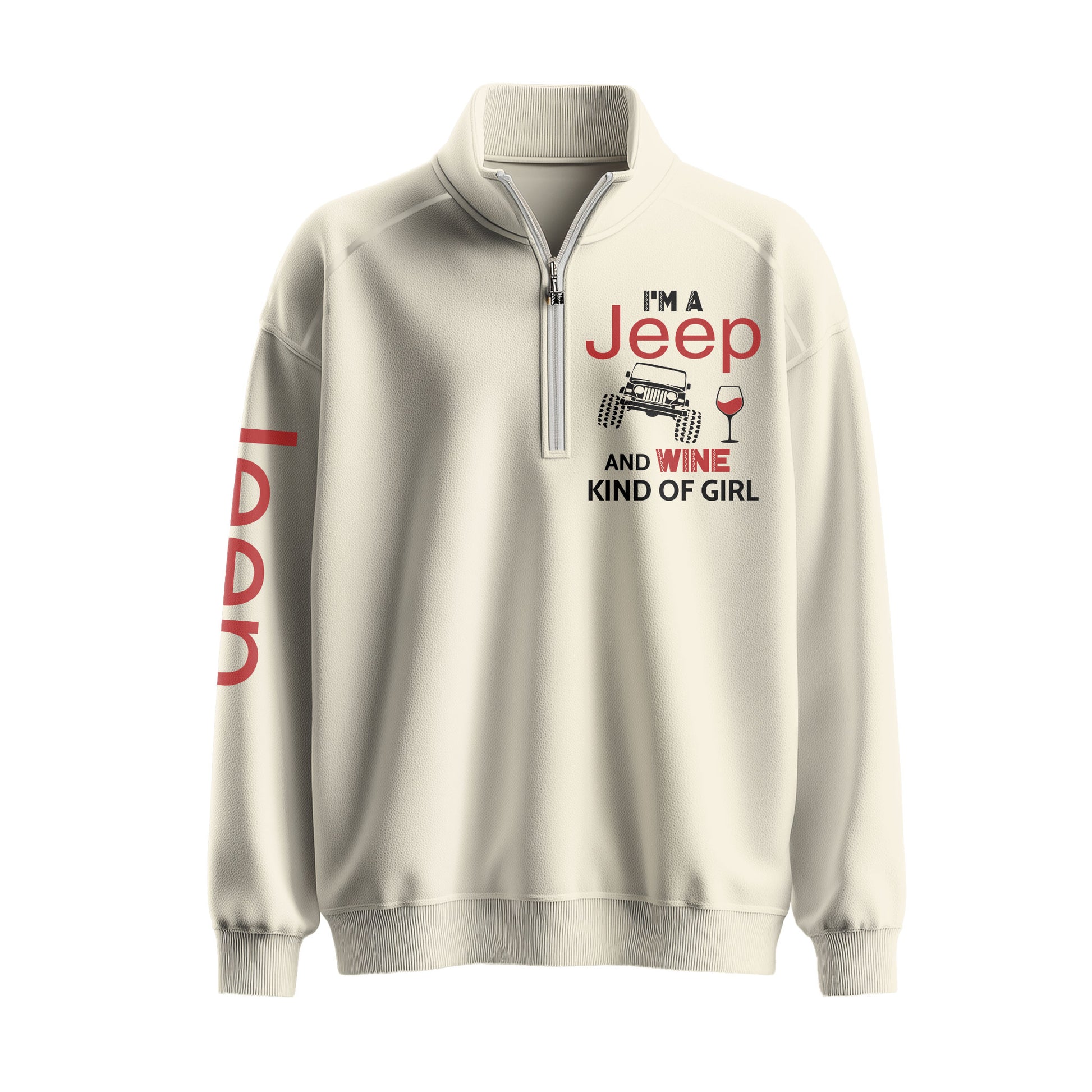 Jeep And Coffee Kind Of Girl Quarter Zip Sweater Supler Store