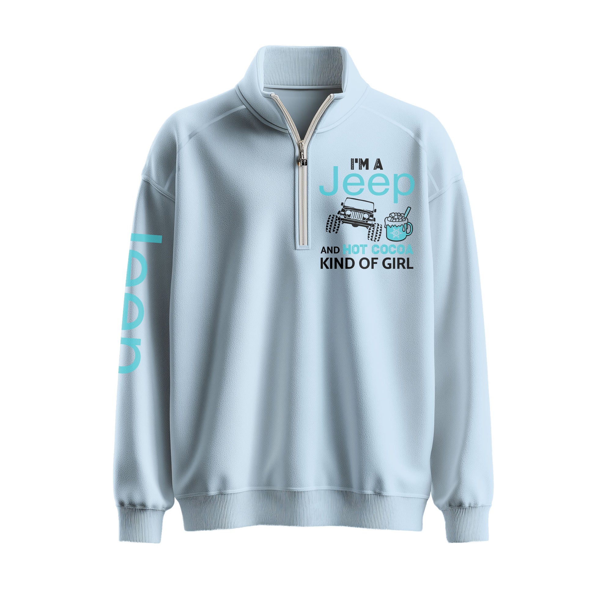 Jeep And Coffee Kind Of Girl Quarter Zip Sweater Supler Store