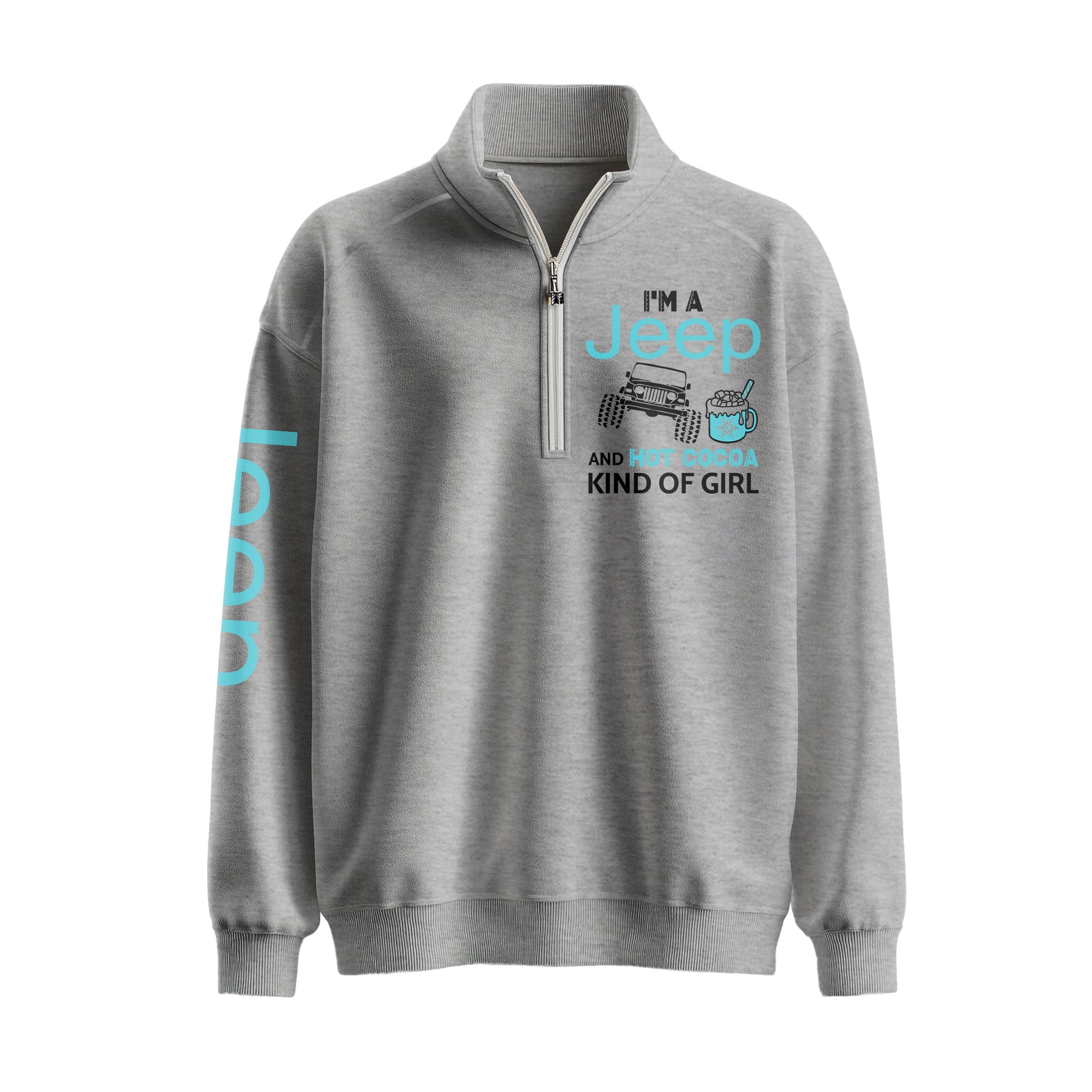 Jeep And Coffee Kind Of Girl Quarter Zip Sweater Supler Store
