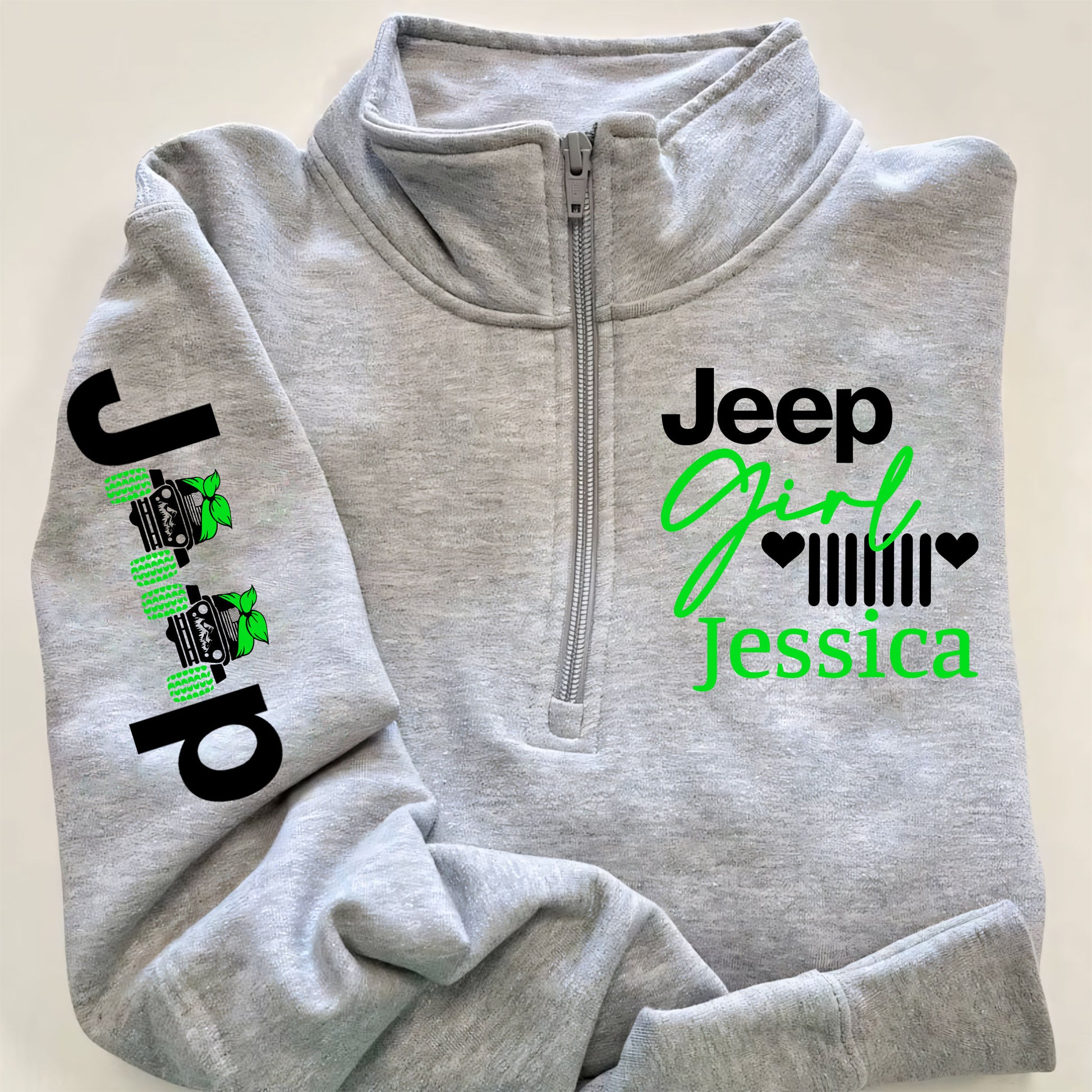 Personalized Multicolor Jeep Girl US Offroad Quarter Zip Sweater Hoodie Supler Store