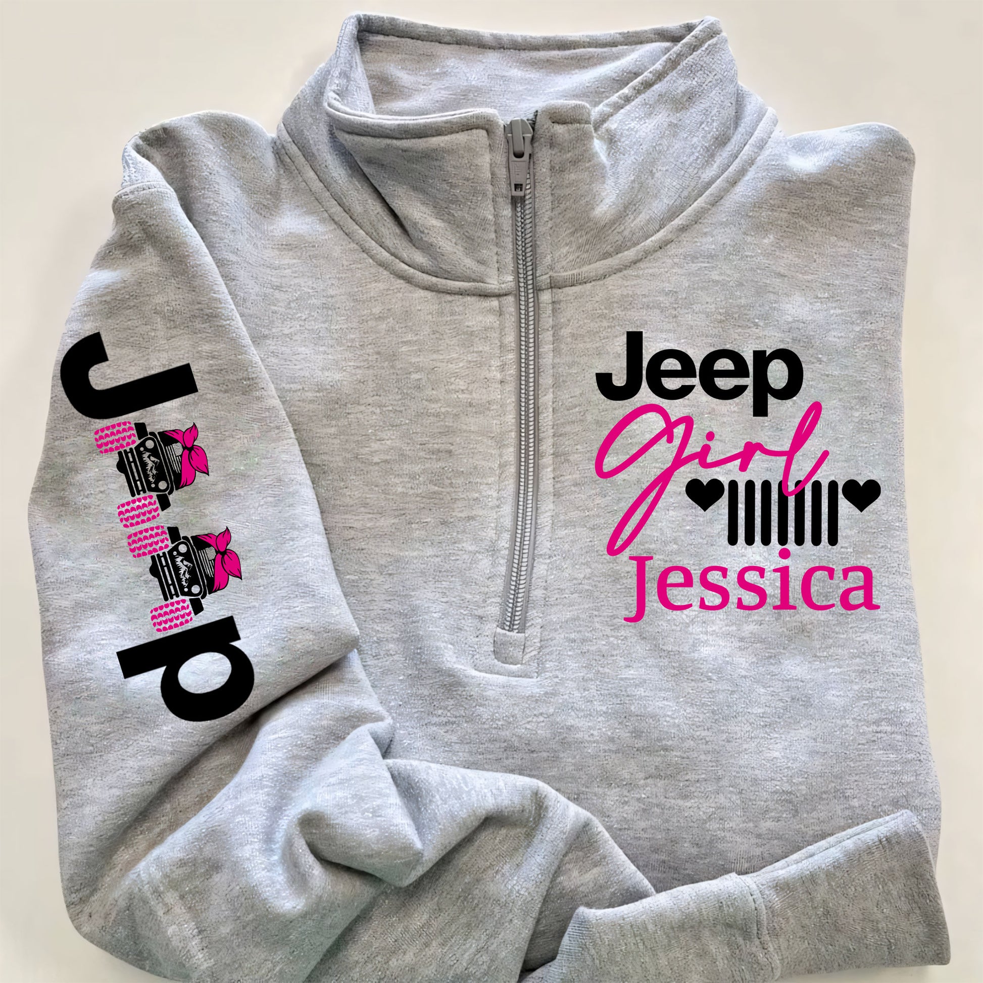 Personalized Multicolor Jeep Girl US Offroad Quarter Zip Sweater Hoodie Supler Store