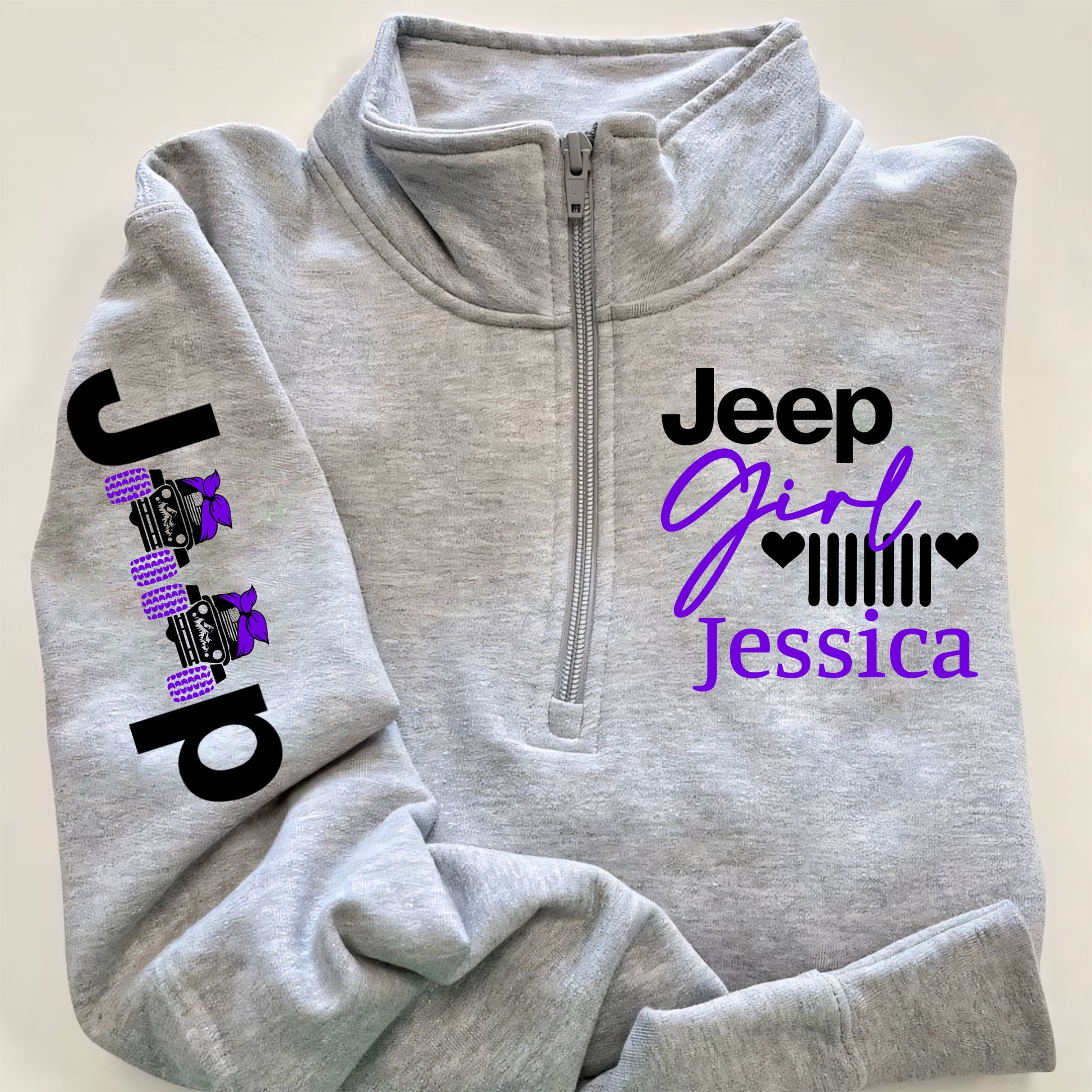 Personalized Multicolor Jeep Girl US Offroad Quarter Zip Sweater Hoodie Supler Store