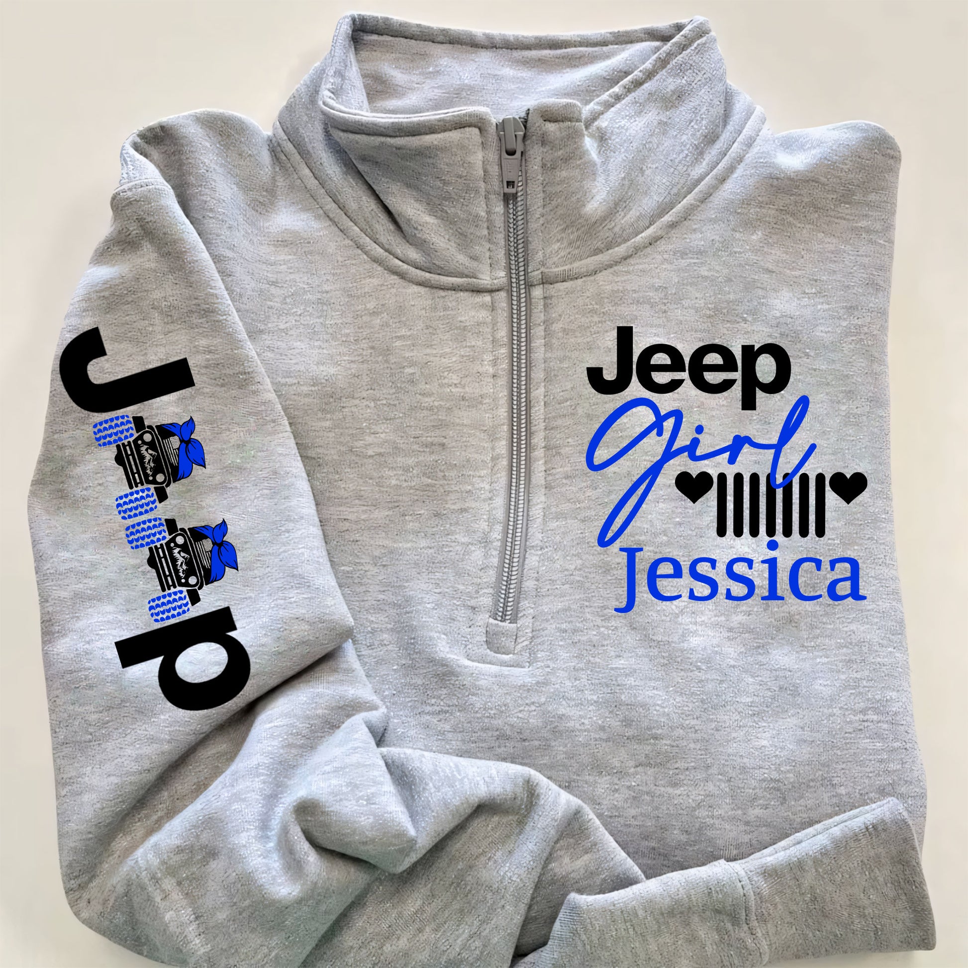 Personalized Multicolor Jeep Girl US Offroad Quarter Zip Sweater Hoodie Supler Store