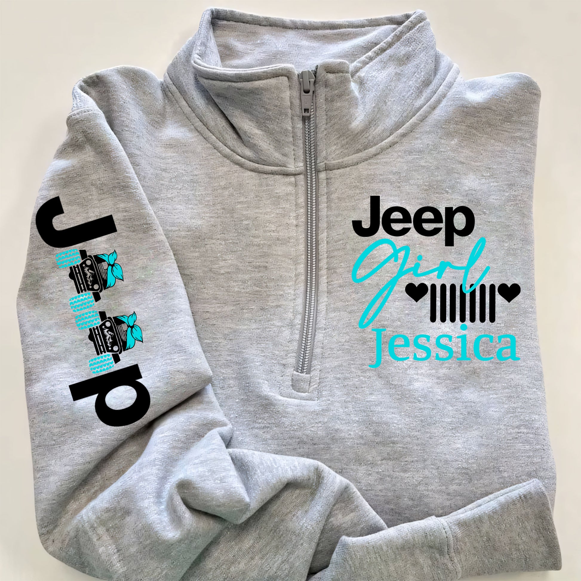 Personalized Multicolor Jeep Girl US Offroad Quarter Zip Sweater Hoodie Supler Store