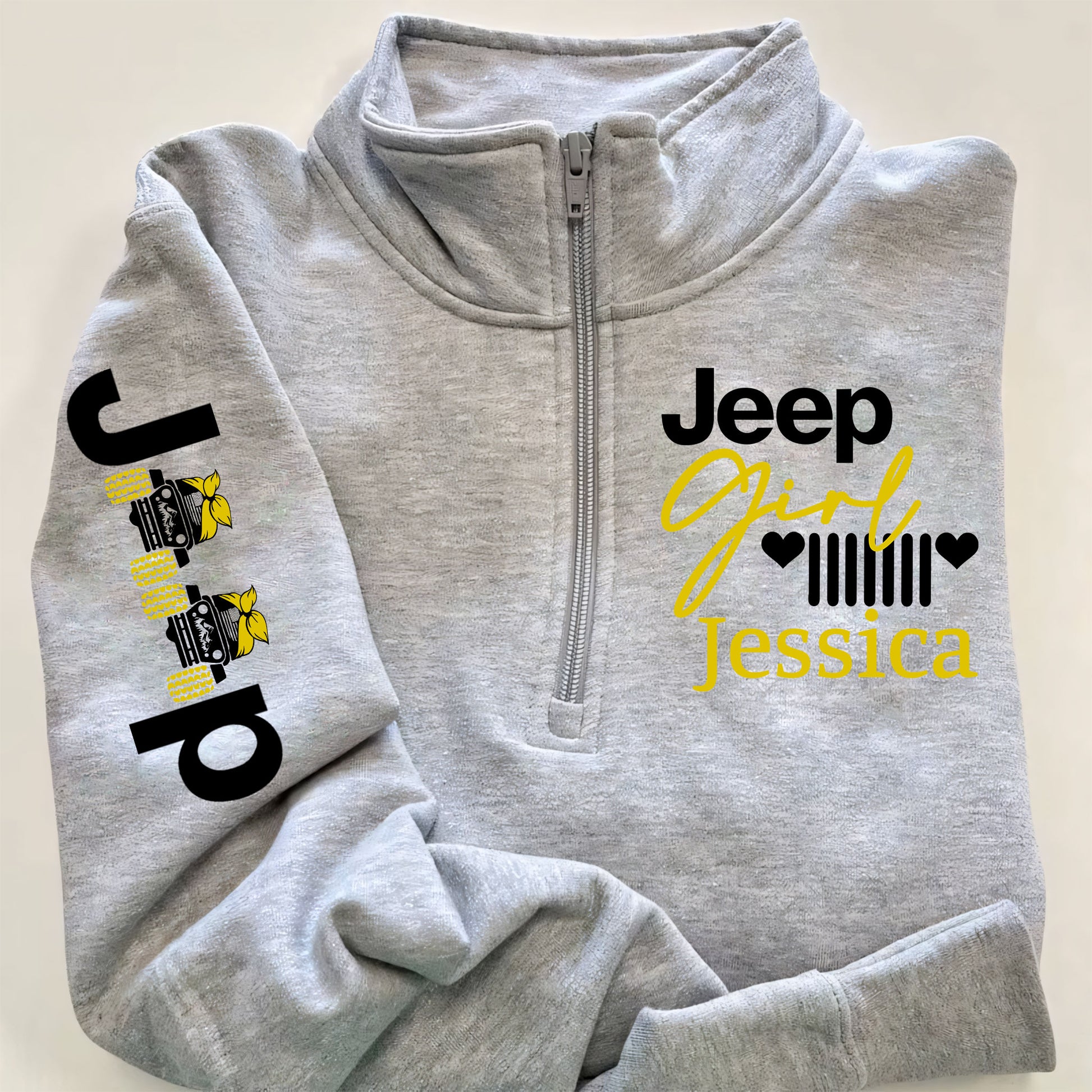 Personalized Multicolor Jeep Girl US Offroad Quarter Zip Sweater Hoodie Supler Store