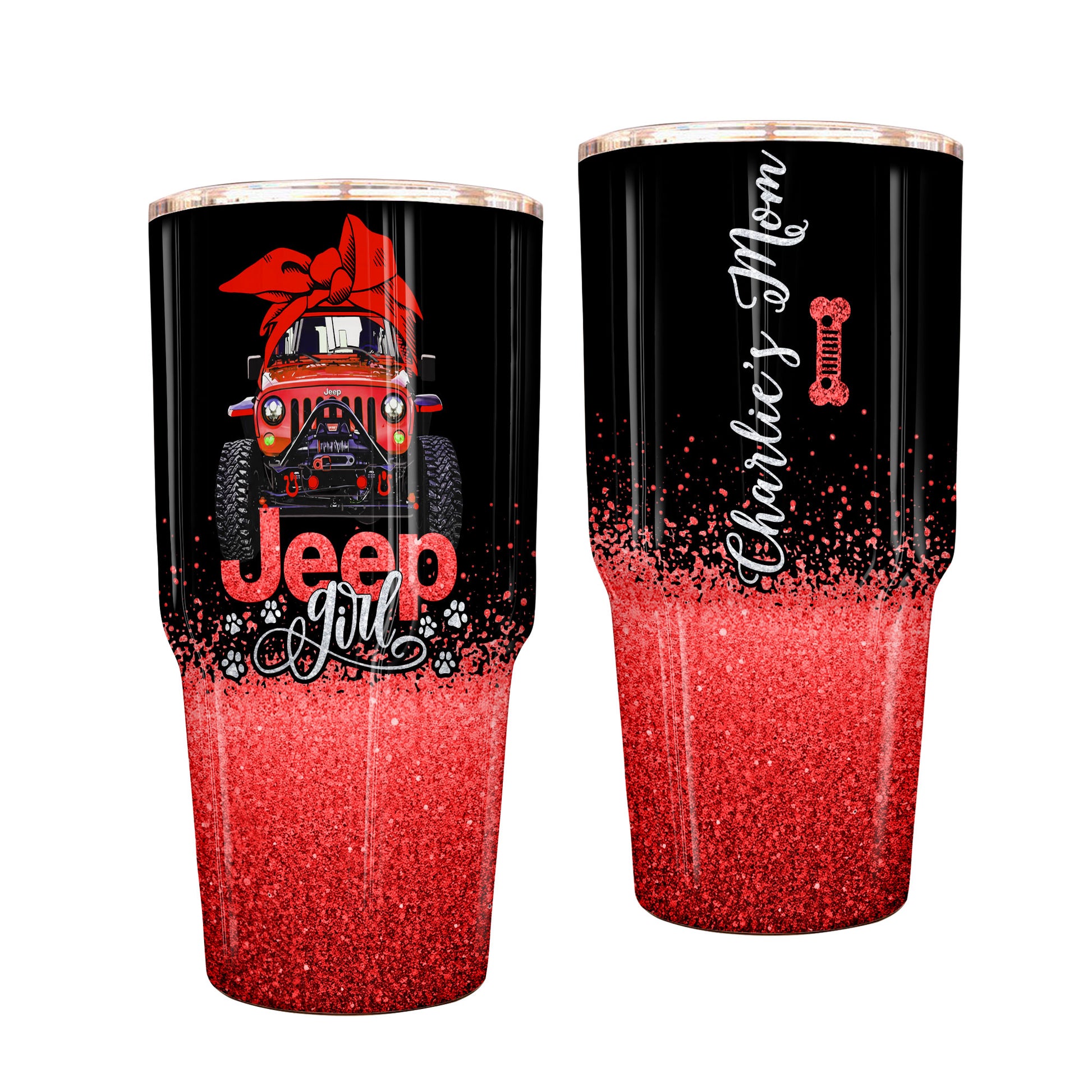 Personalized Multicolor Jeep Dog Girl Epoxy Tumbler 40oz 30oz Supler Store
