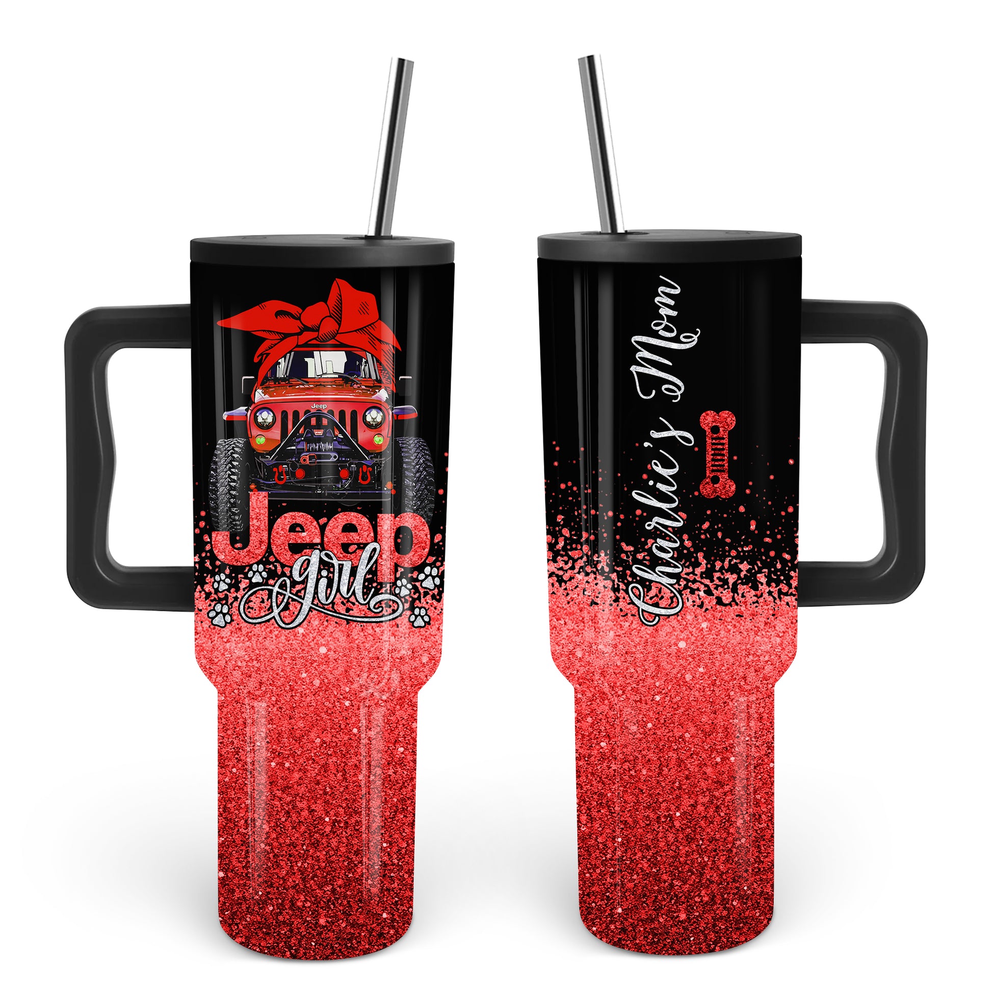 Personalized Multicolor Jeep Dog Girl Epoxy Tumbler 40oz 30oz Supler Store