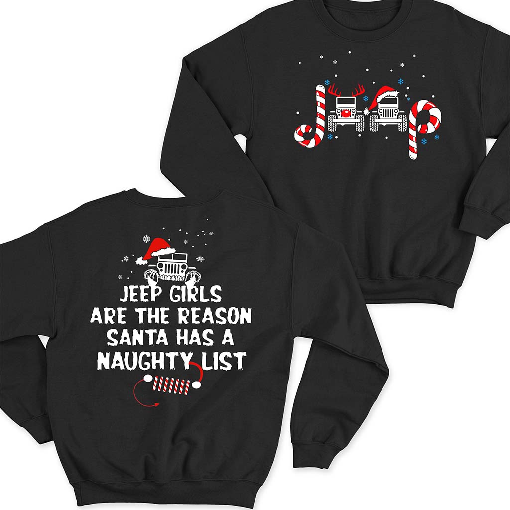Jeep Girl Naughty List Christmas T-Shirt Hoodie Supler Store