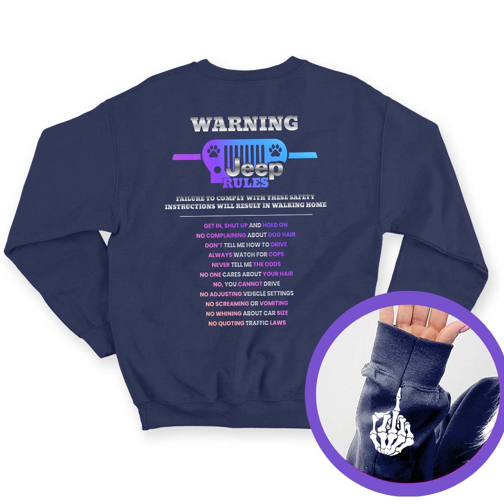 Warning Jeep Rules Dog Lovers Funny Skeleton Hand T-Shirt Hoodie Supler Store