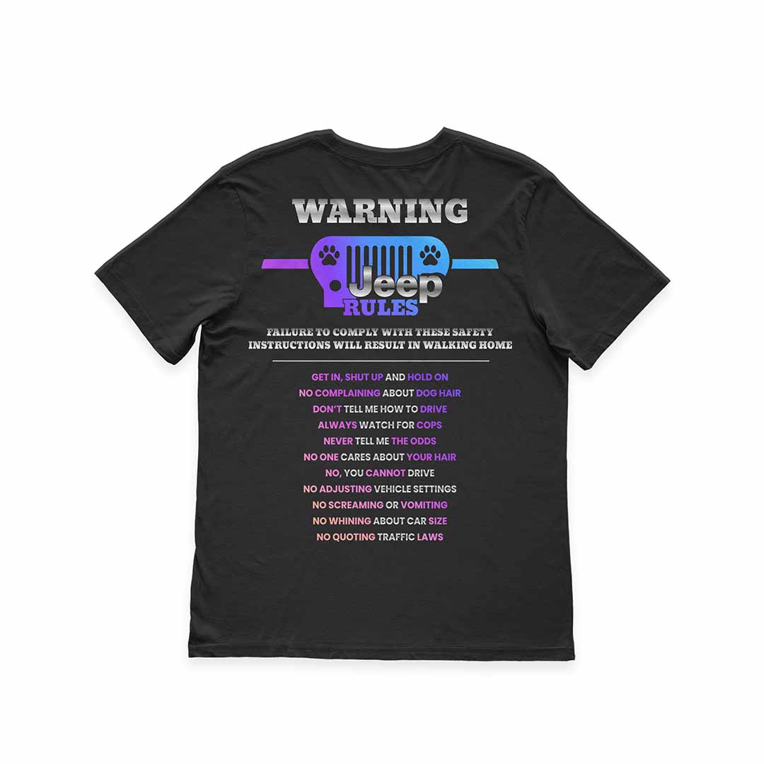 Warning Jeep Rules Dog Lovers Funny Skeleton Hand T-Shirt Hoodie Supler Store