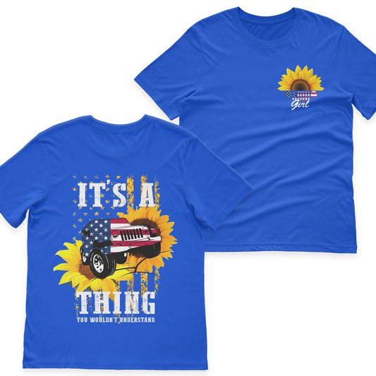Jeep Girl Sunflower It's A Jeep Thing American Flag T-Shirt Hoodie