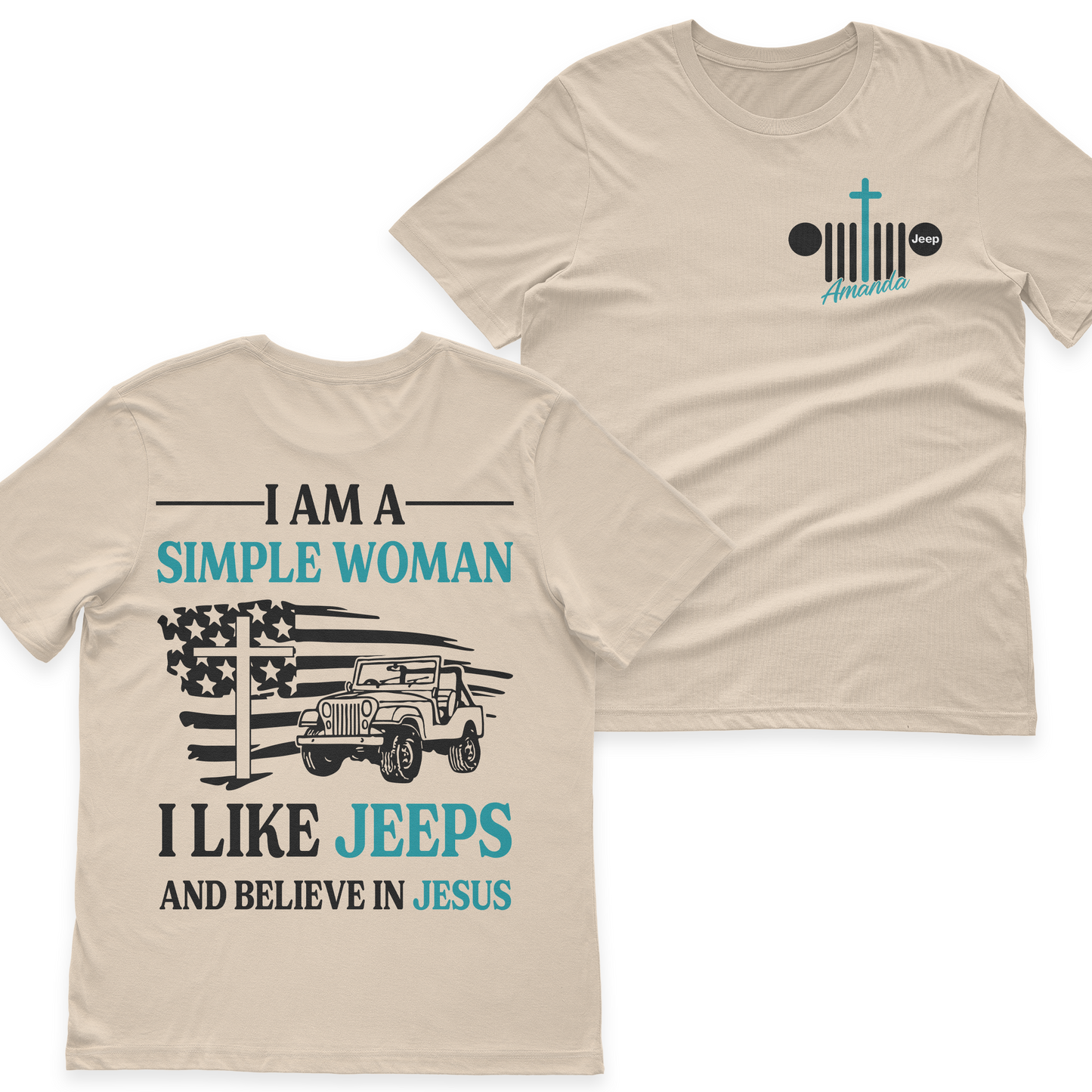 Personalized Jeep I Am A Simple Woman And Believe In Jesus T-Shirt Hoodie