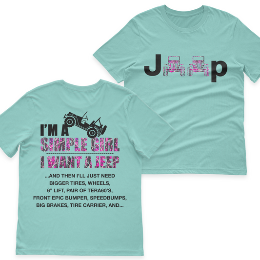 Jeep I'm A Simple Girl Camo T-Shirt Hoodie