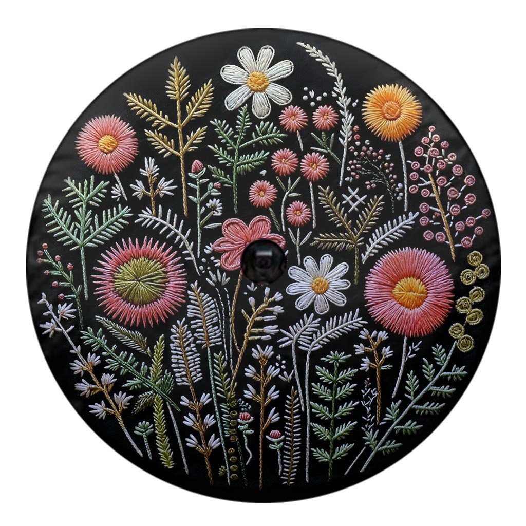 Faux Embroidery Floral  Print Spare Tire Cover Supler Store