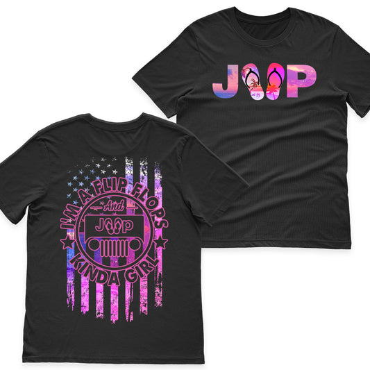 I'm A Flip Flops And Jeep Kinda Girl American Flag Shirt