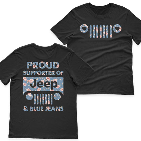 Proud Supporter Of Jeep & Blue Jeans Floral Offroad T-Shirt Hoodie