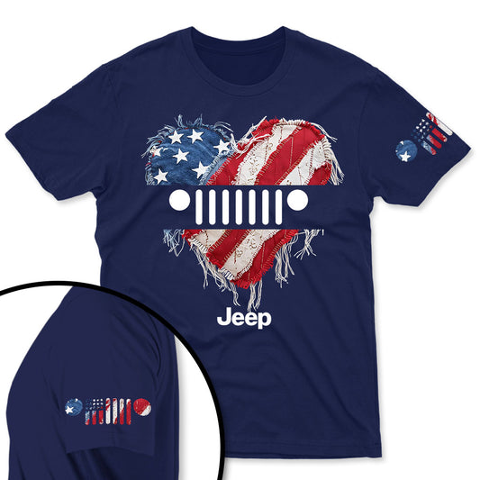 Jeep American Flag Heart T-Shirt Hoodie