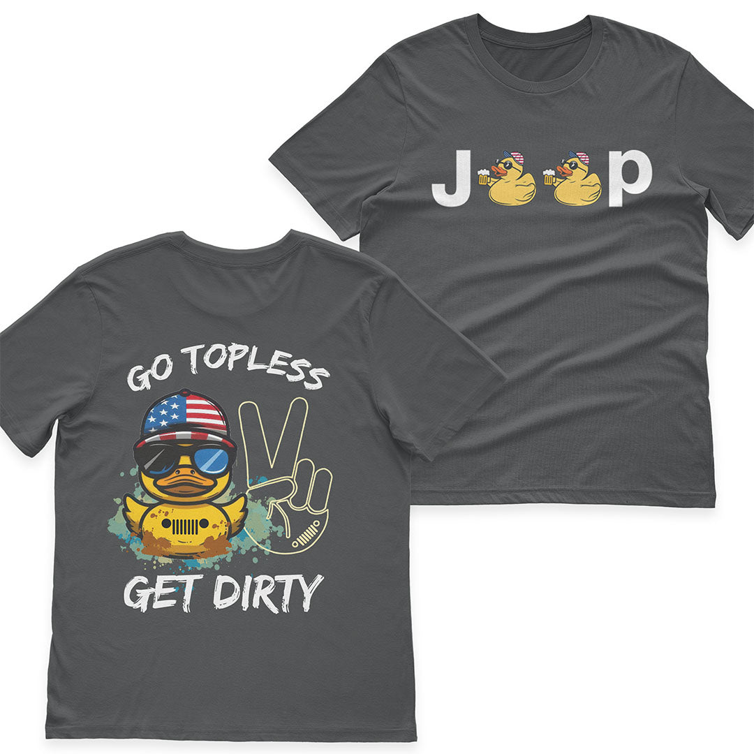 Jeep Duck Offroad Go Topless Get Dirty Beer American Flag T-Shirt Hoodie