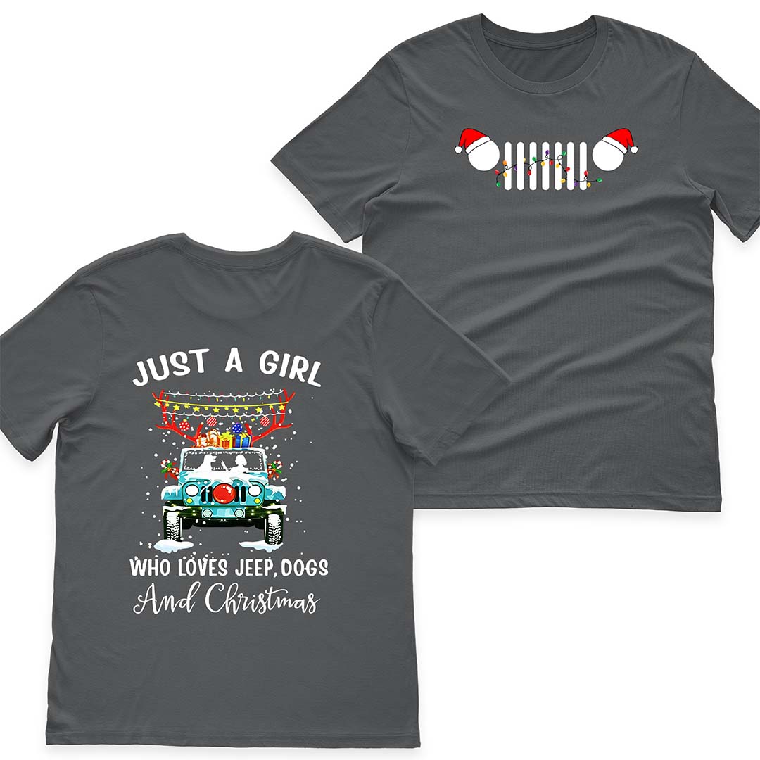 Just A Girl Who Loves Jeep, Dogs And Christmas T-Shirt Hoodie Supler Store