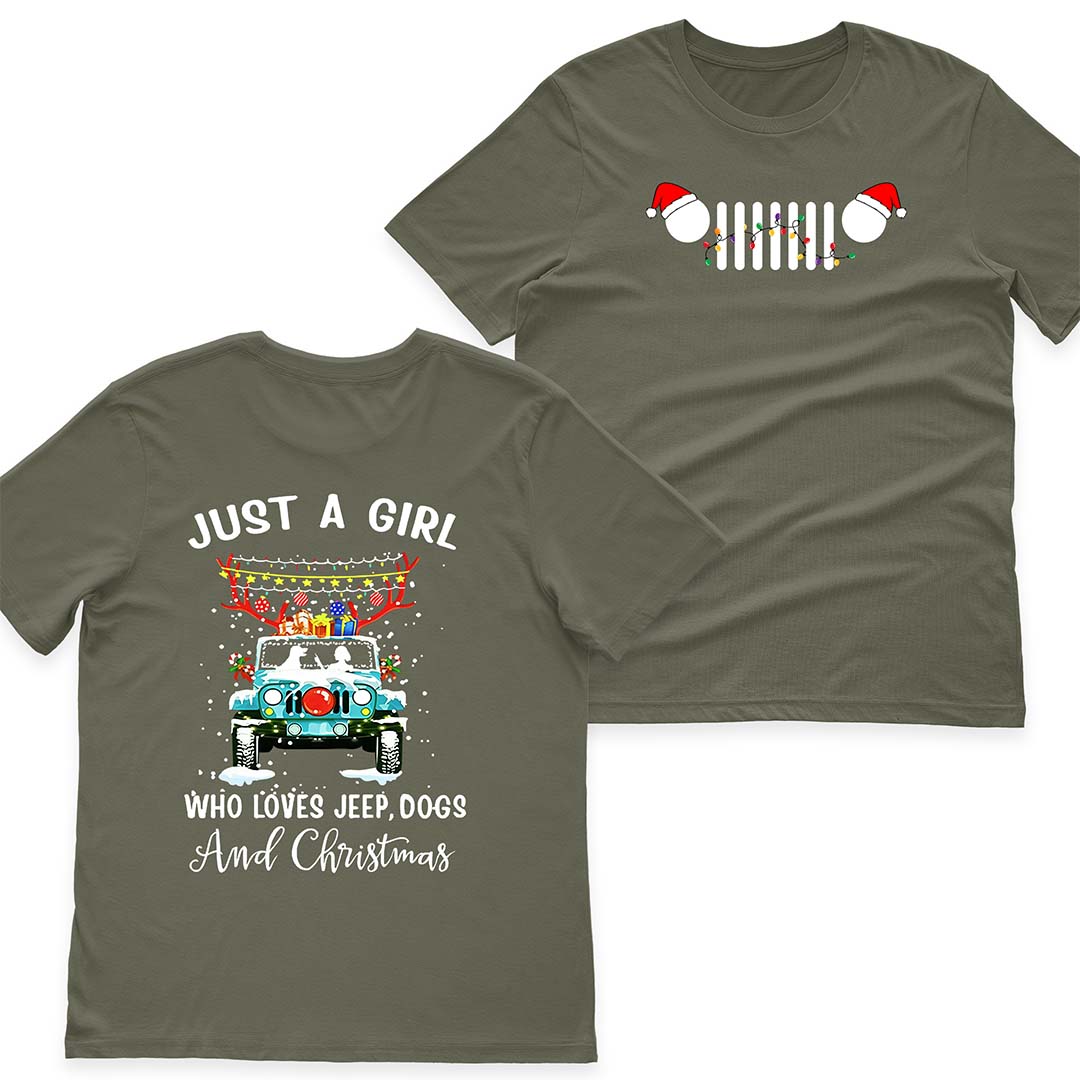 Just A Girl Who Loves Jeep, Dogs And Christmas T-Shirt Hoodie Supler Store