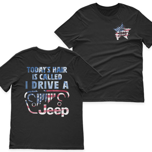 Jeep Girl Hair American Flag US Independennce Day 4th Of July T-Shirt Hoodie