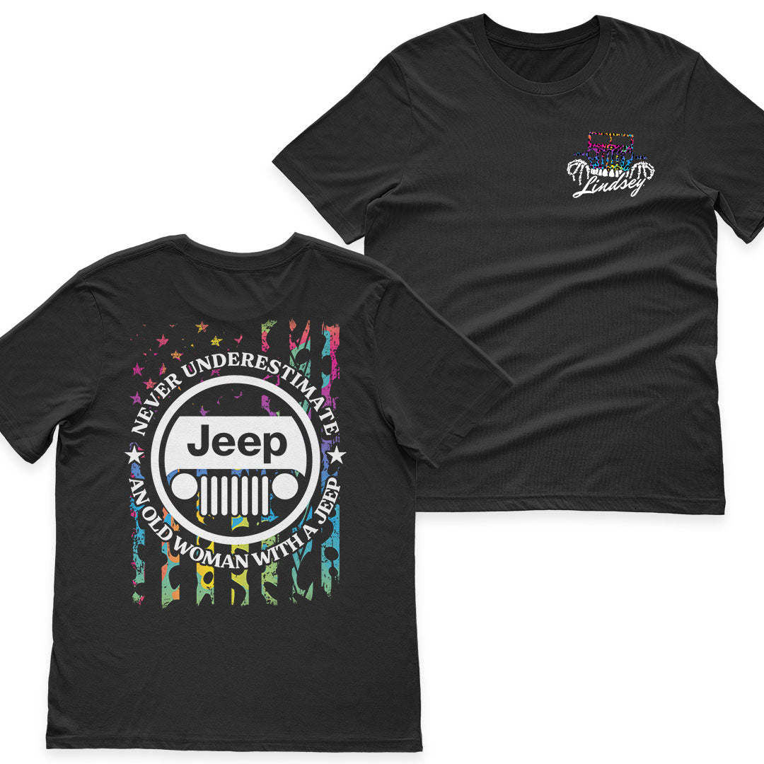 Personalized Never Underestimate An Old Woman With A Jeep Rainbow Leopard T-Shirt Hoodie Supler Store