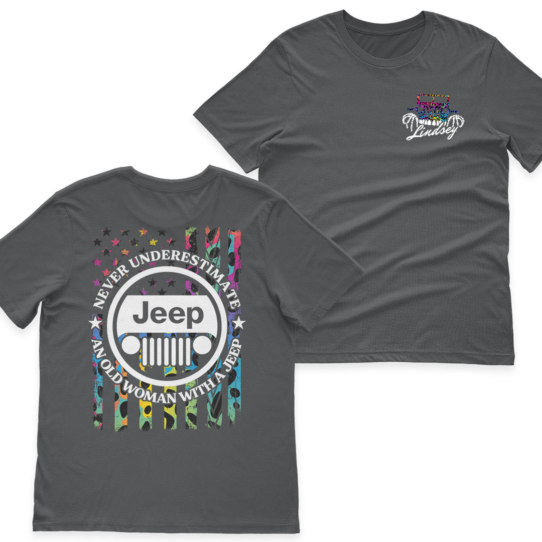 Personalized Never Underestimate An Old Woman With A Jeep Rainbow Leopard T-Shirt Hoodie Supler Store