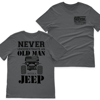 Personalized Jeep Never Underestimate An Old Man American Flag T-Shirt Hoodie