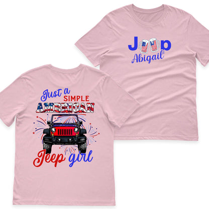 Personalized Just A Simple American Jeep Girl American Flag T-Shirt Hoodie