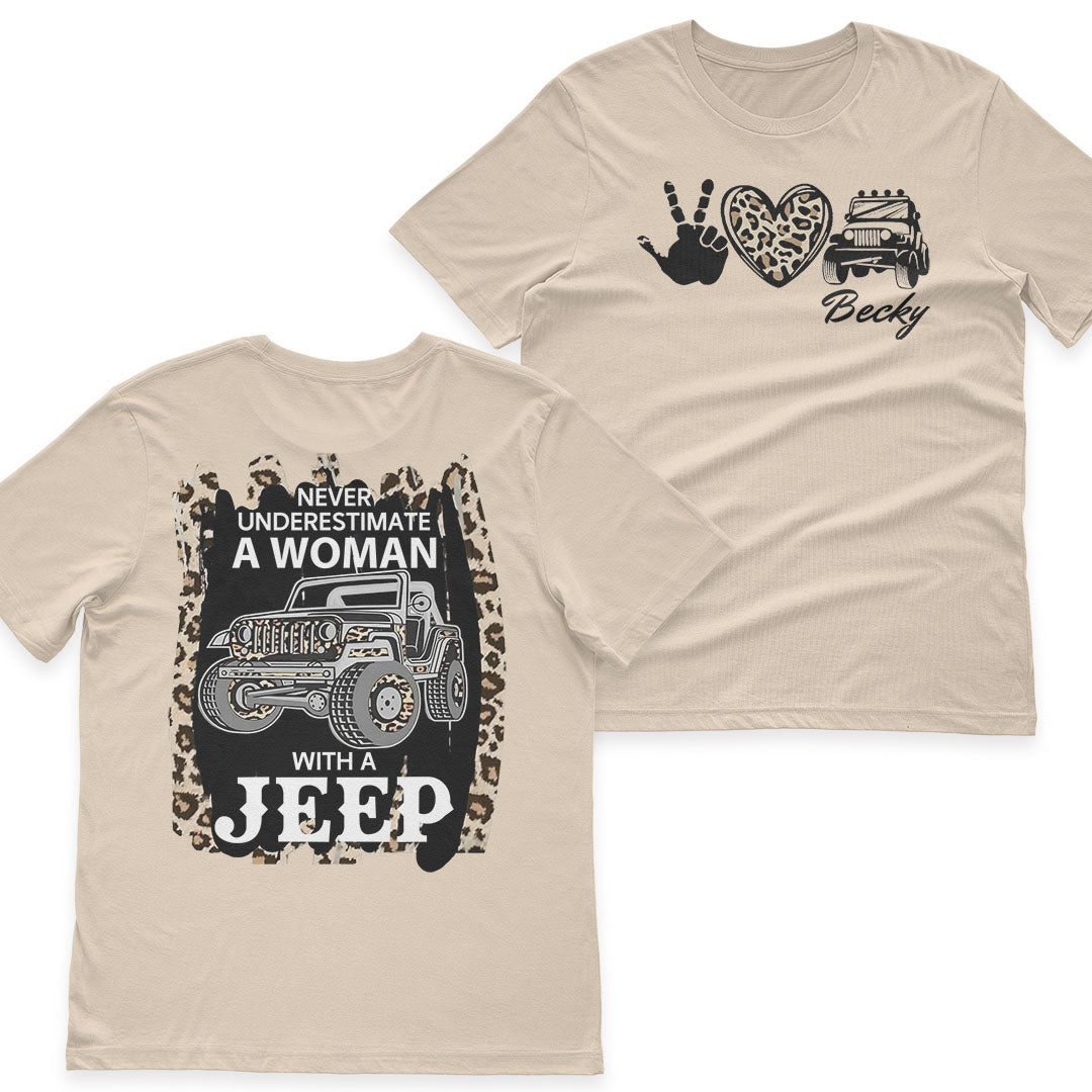 Personalized Never Underestimate A Woman With A Jeep Leopard T-Shirt Hoodie
