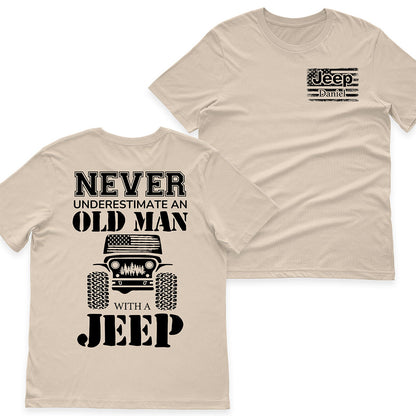 Personalized Jeep Never Underestimate An Old Man American Flag T-Shirt Hoodie