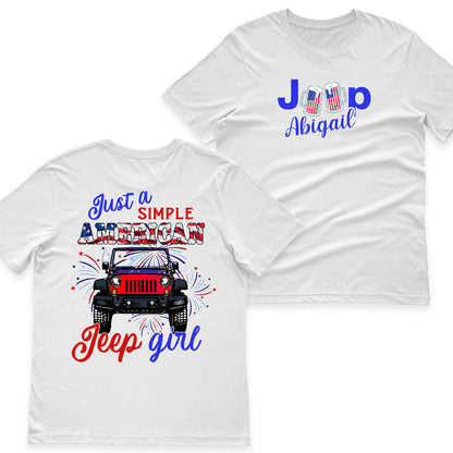 Personalized Just A Simple American Jeep Girl American Flag T-Shirt Hoodie