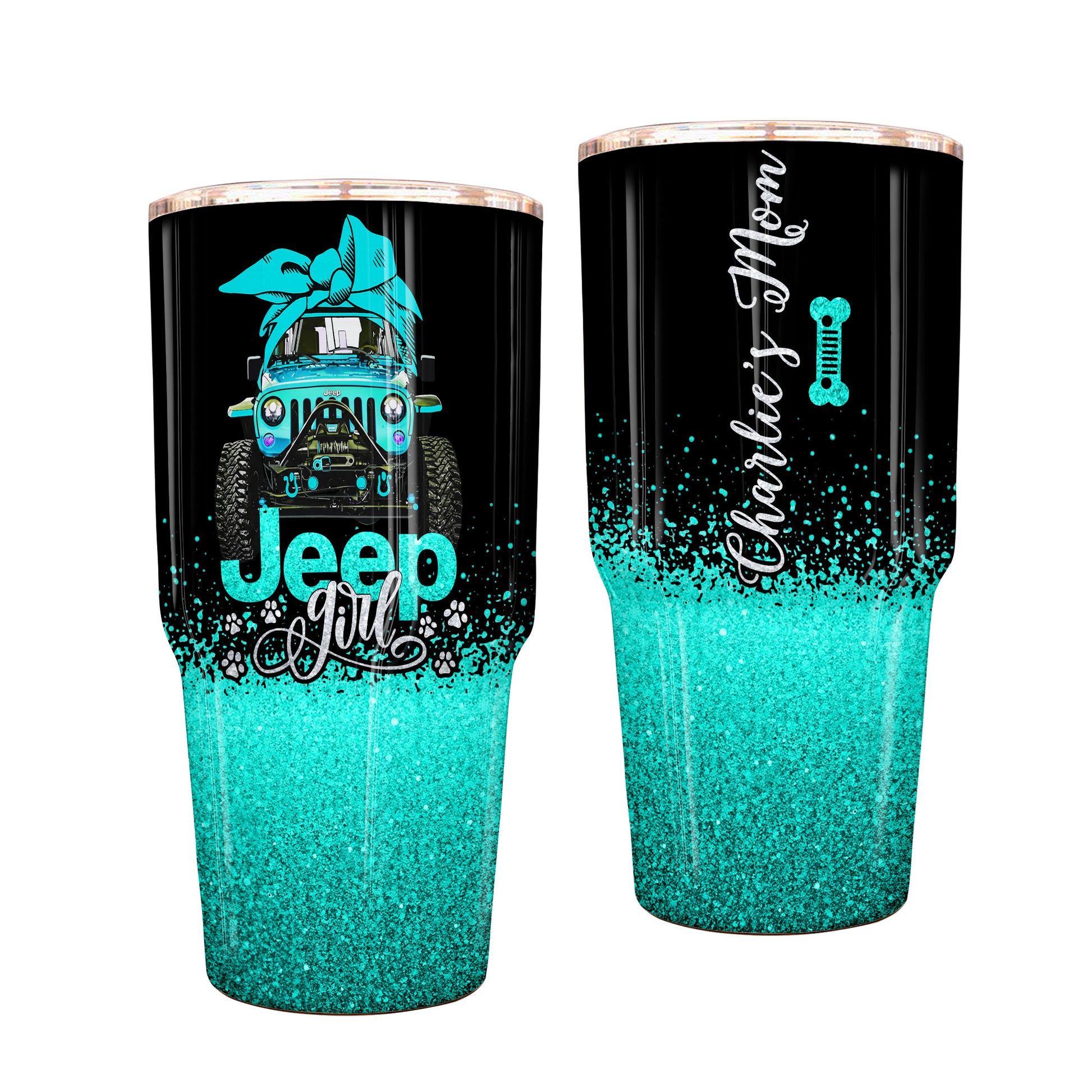 Personalized Multicolor Jeep Dog Girl Epoxy Tumbler 40oz 30oz Supler Store