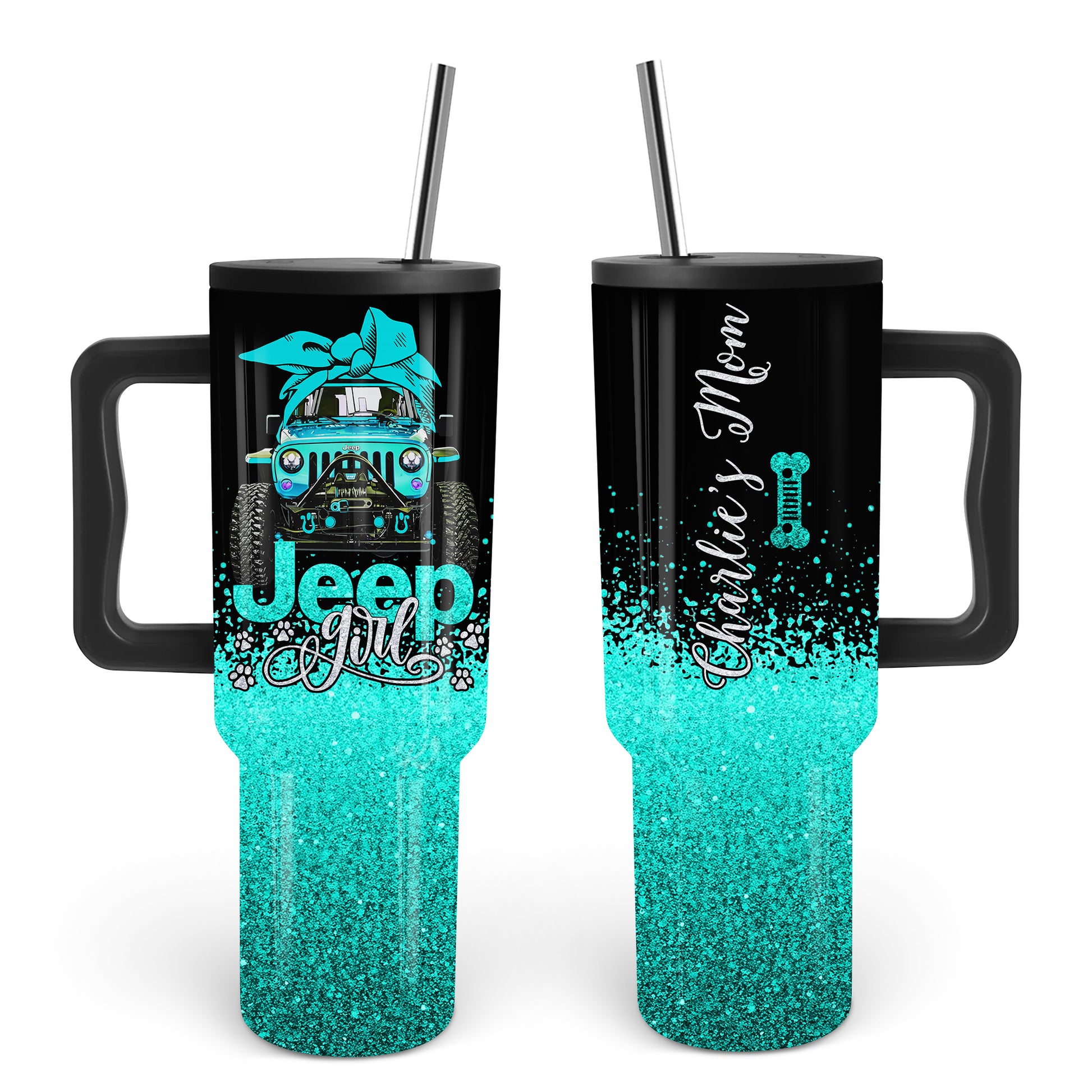 Personalized Multicolor Jeep Dog Girl Epoxy Tumbler 40oz 30oz Supler Store