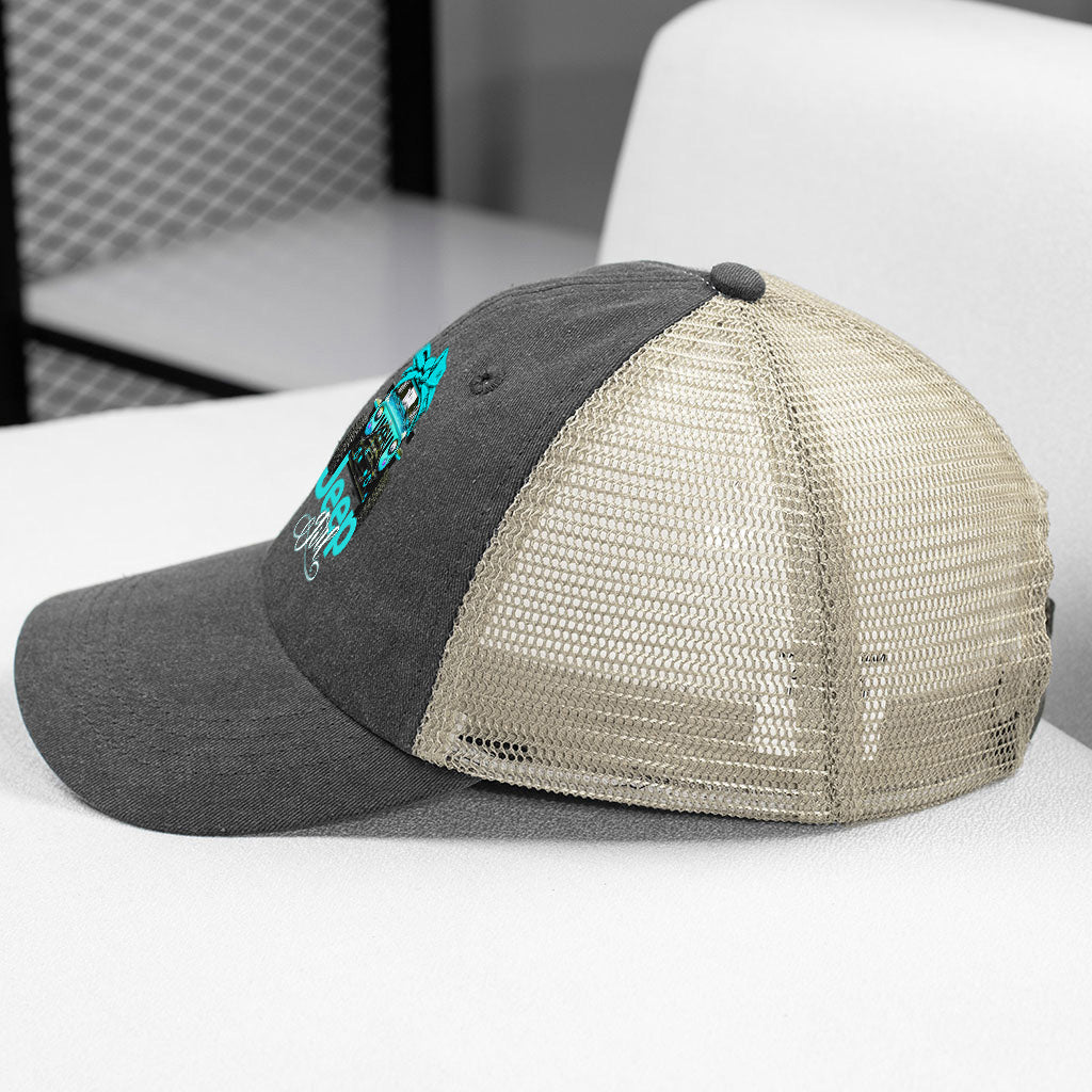 Jeep Girl Wash Baseball Cap Retro Net Supler Store