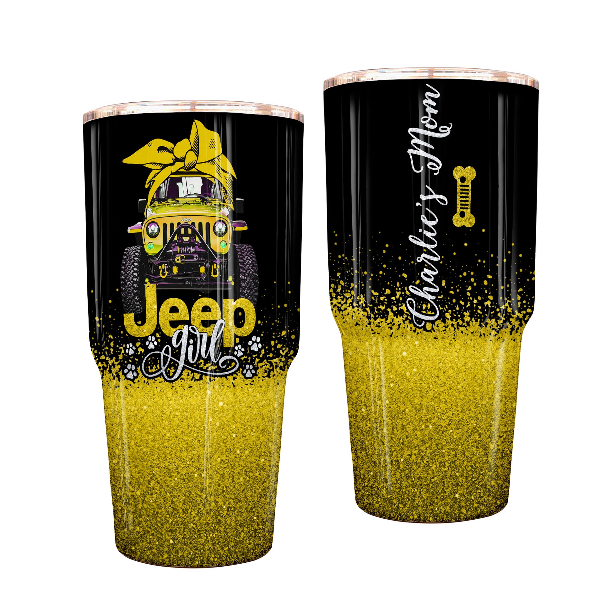 Personalized Multicolor Jeep Dog Girl Epoxy Tumbler 40oz 30oz Supler Store